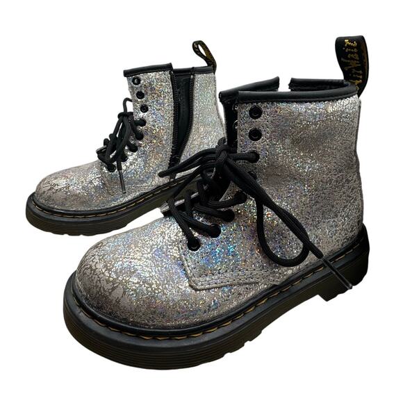 Dr. Martens Unisex-Child 1460 Grey Disco Crinkle Size 12 - Picture 1 of 7